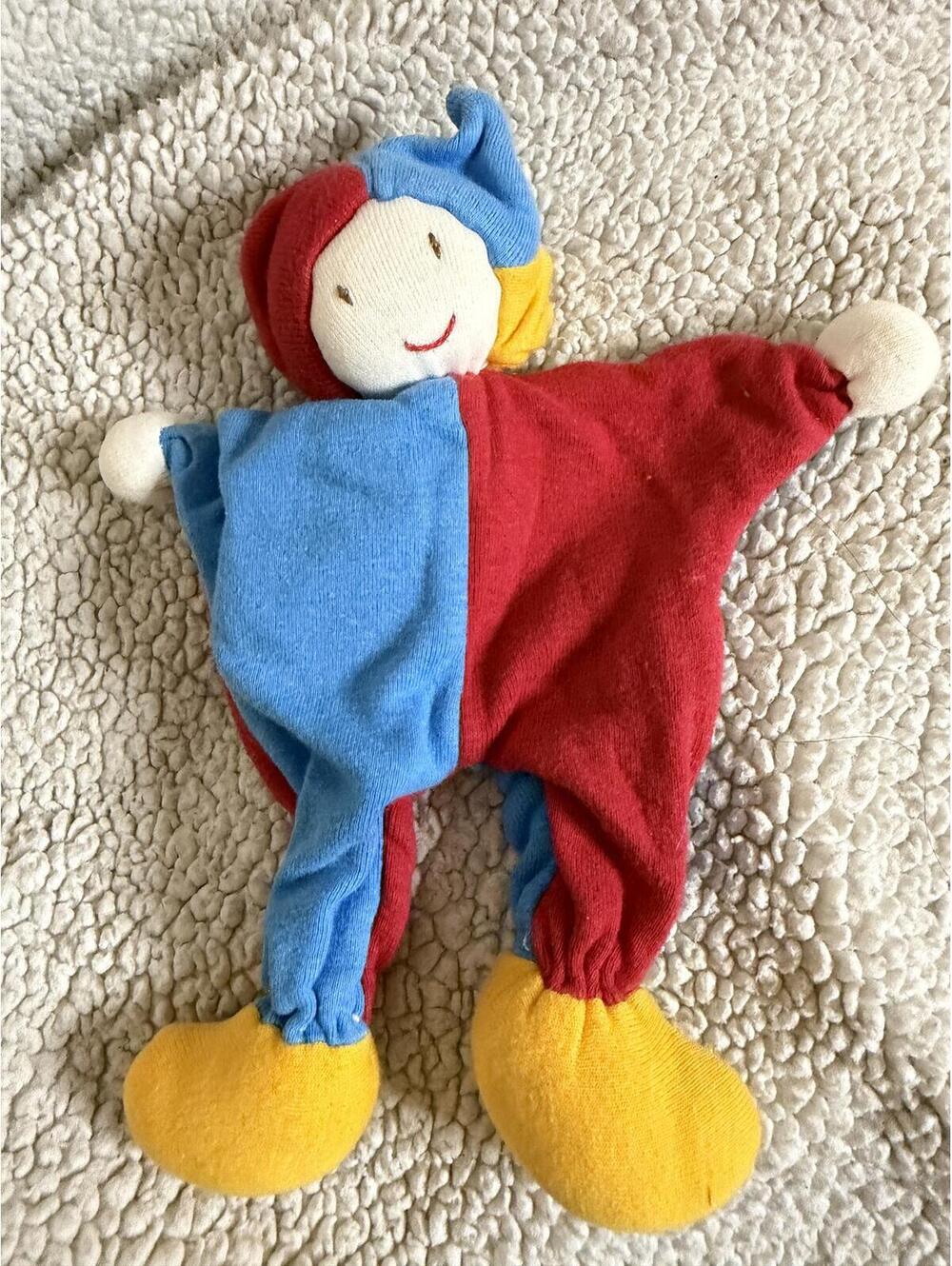 Under the Nile Organic Cotton Jester Plush Toy - Colorful Patchwork Baby Doll